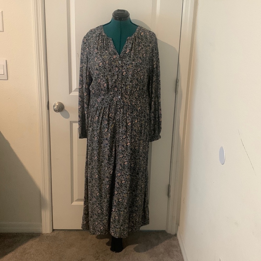 Loft long sleeve button down maxi dress